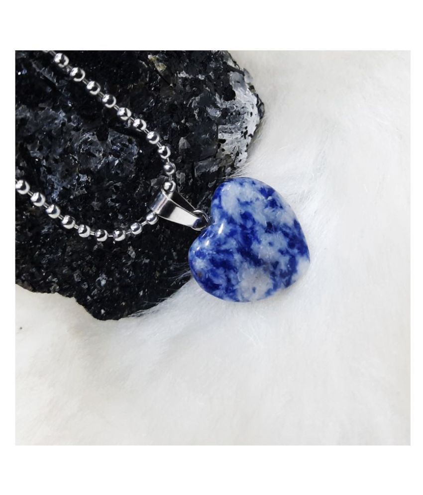 Shubhanjali®Sodalite Natural Crystal Heart Shape Pendant for Reiki Healing and Crystal Healing