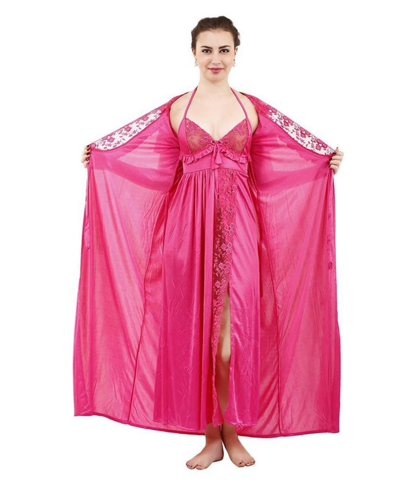 rajeraj Satin Nighty & Night Gowns - Pink