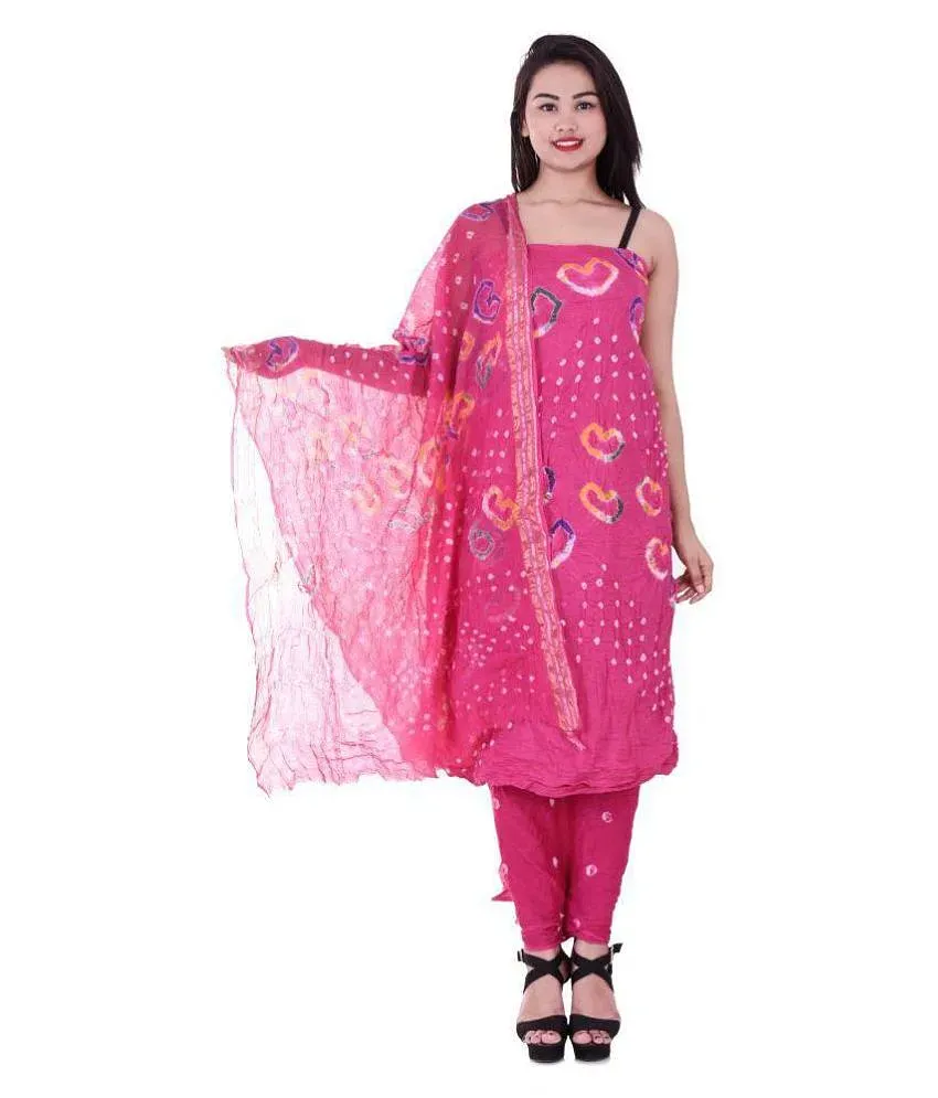 Apratim White Pink Cotton Dress Material Price in India Buy