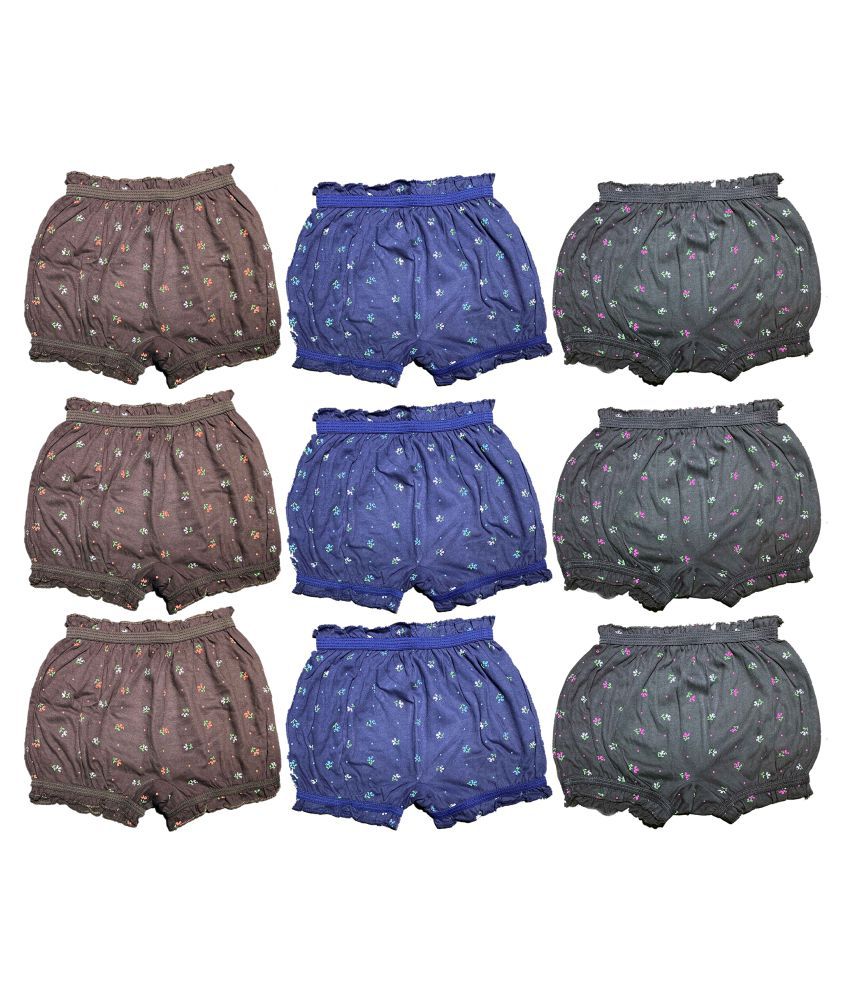 Good Connection Pure Cotton Printed Multi-Coloured Bloomers - 9pc