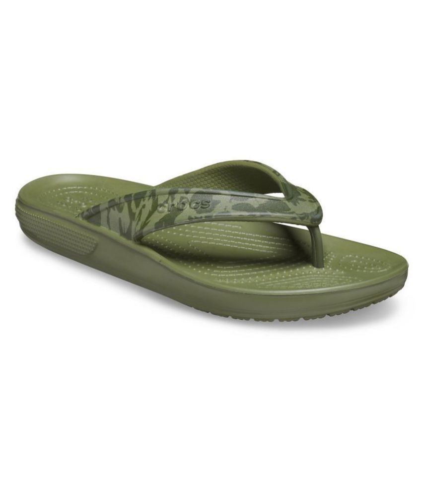 crocs green slippers