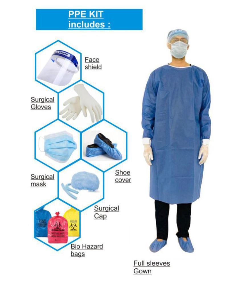 AKTIO PPE Disposable Gown with face shield Staff Free Size: Buy AKTIO ...