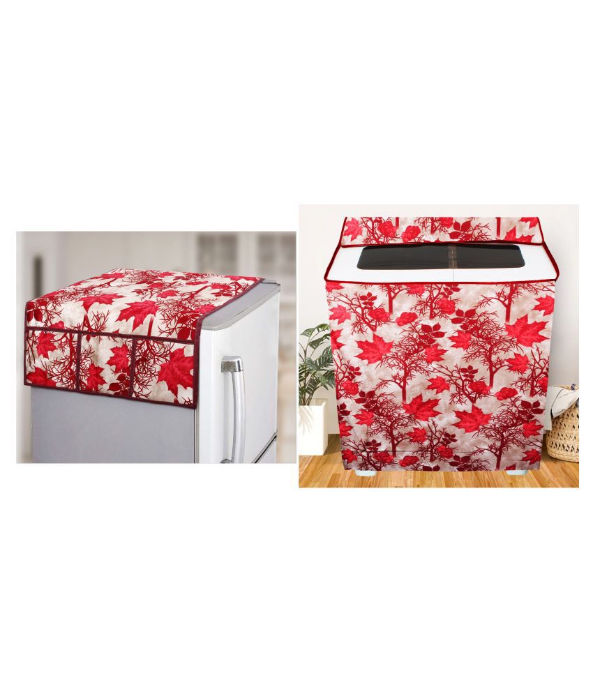     			E-Retailer Set of 2 Polyester Red Washing Machine Cover for Universal Semi-Automatic