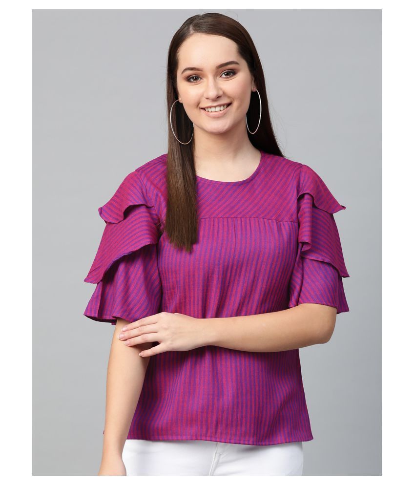     			Yash Gallery - Purple Viscose Women's Regular Top ( Pack of 1 )