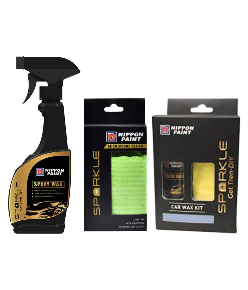 Nippon Paint Combo of Sparkle Spray Wax, Car Wax Kit & Microfibre Cloth ...