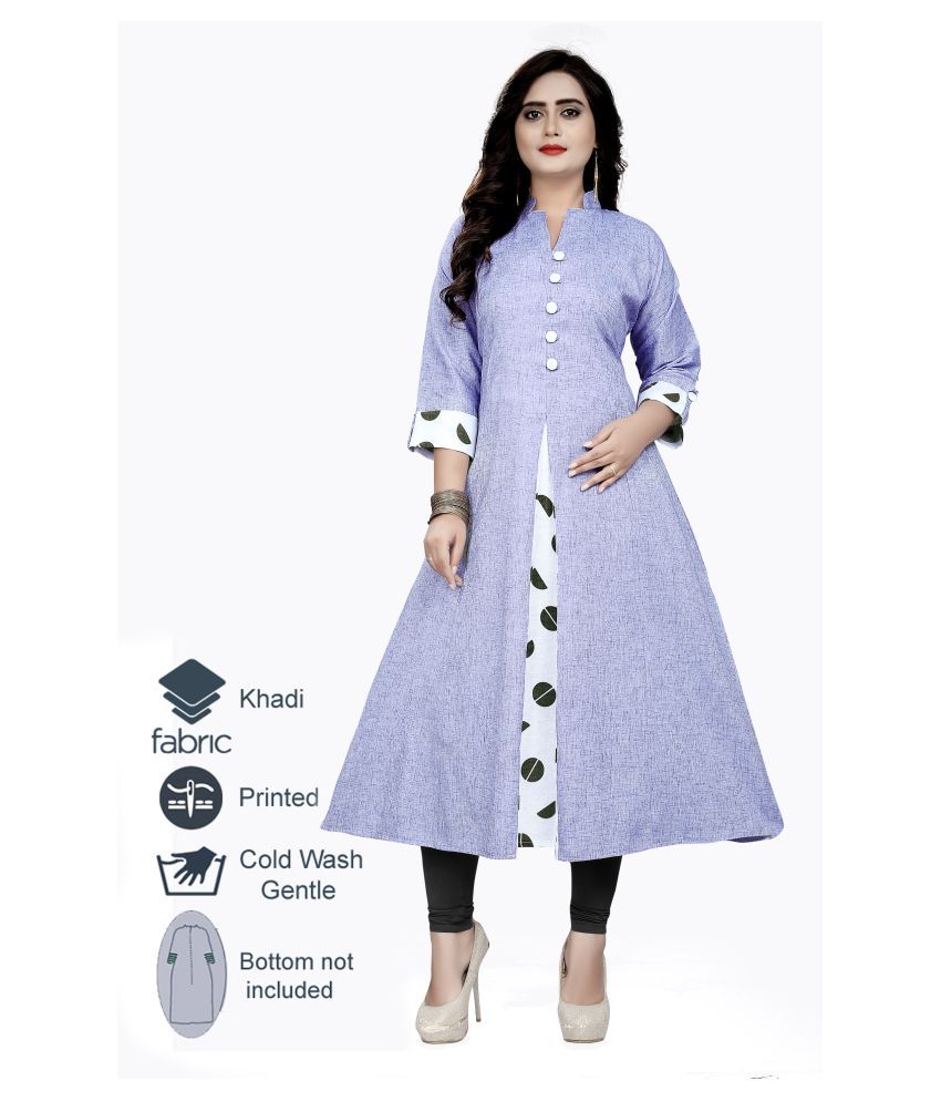     			Rangrasiya - Blue Silk Women's Flared Kurti ( Pack of 1 )