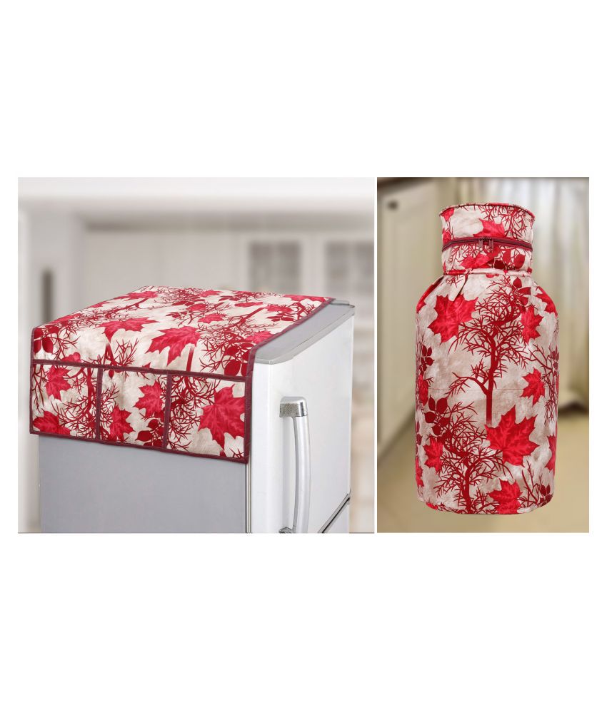    			E-Retailer Set of 2 Polyester Red Fridge Top Cover