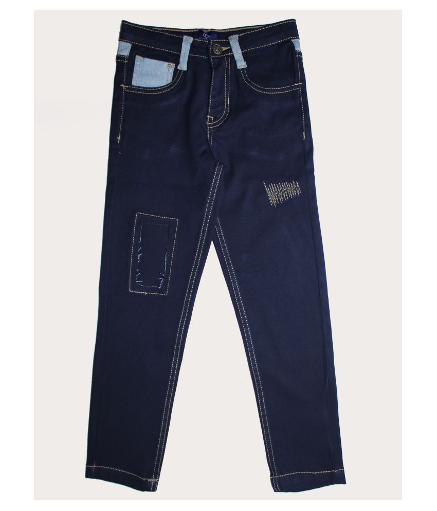 Boy's Fashion Reverse Yoke Denim Pant With Patch Damage Buy Boy's
