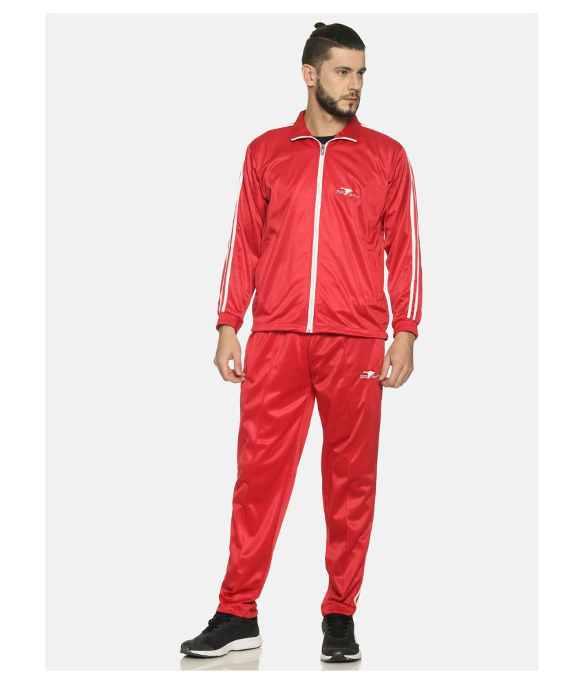 HPS Sports Men's Zip Closure Polyester Red Track Suit