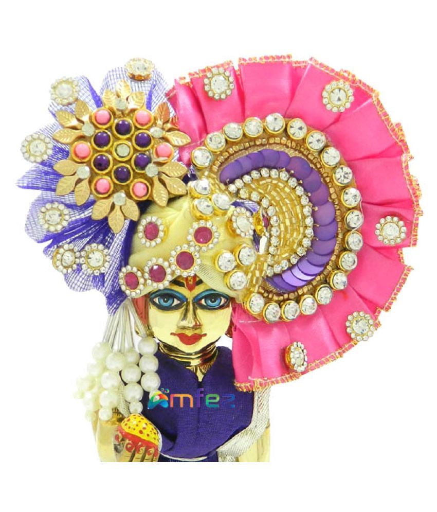 Amfez Laddu Gopal Pagdi Purple Rani Heavy Stone Patch Work Pagdi ...