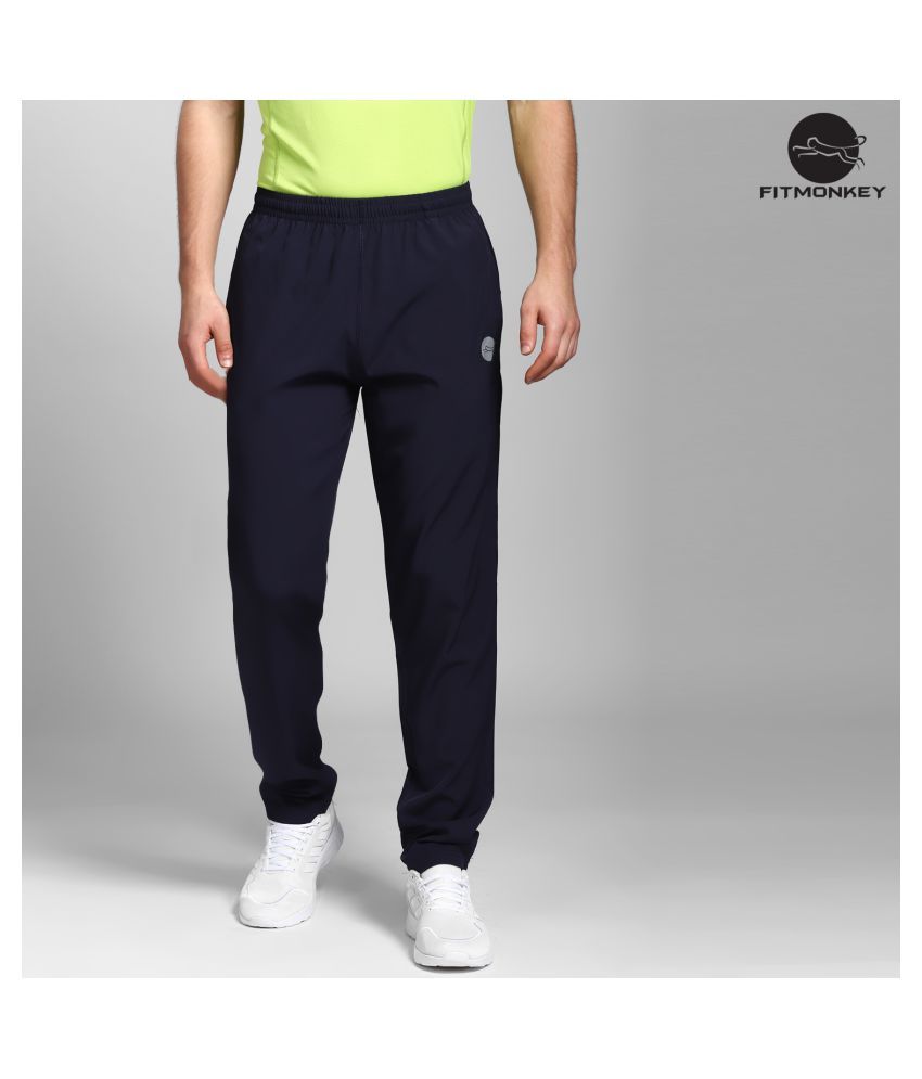 Navy Polyester Basic Trackpants by FITMonkey - Buy Navy Polyester Basic ...