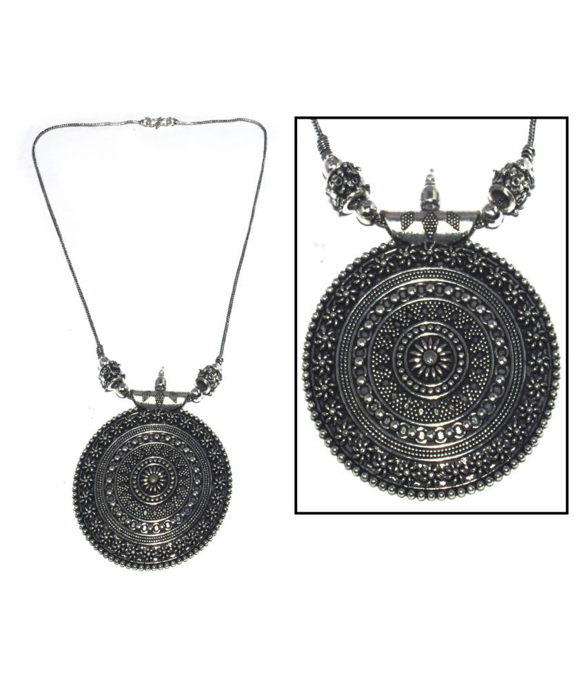 Oxidised Silver Pendent Set with Earrings Buy Oxidised Silver Pendent