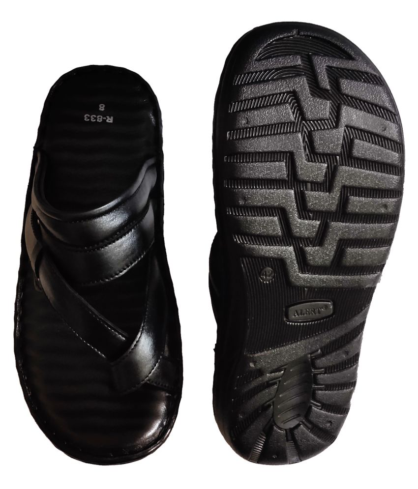 RAGE GAZE Black Leather Sandals Price in India- Buy RAGE GAZE Black ...