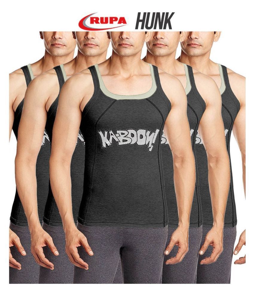     			Rupa Charcoal Sleeveless Vests Pack of 5