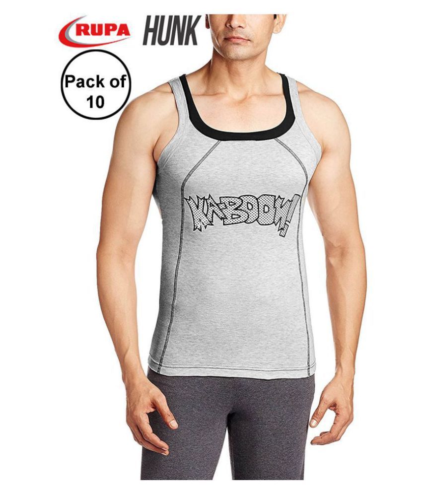     			Rupa Grey Sleeveless Vests Pack of 10