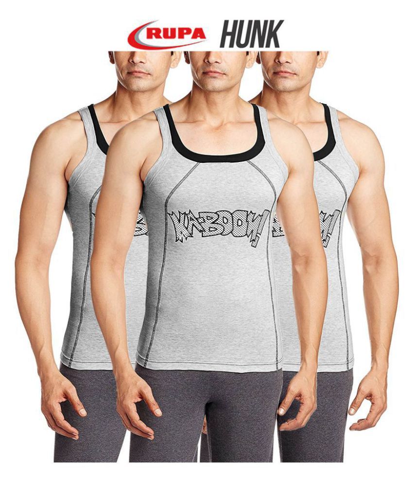     			Rupa Grey Sleeveless Vests Pack of 3