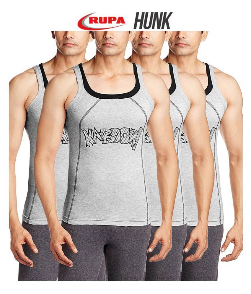     			Rupa Grey Sleeveless Vests Pack of 4