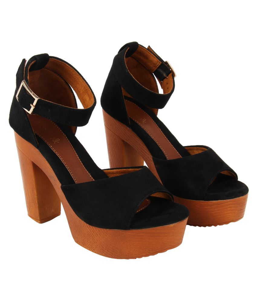 cheap black block heels