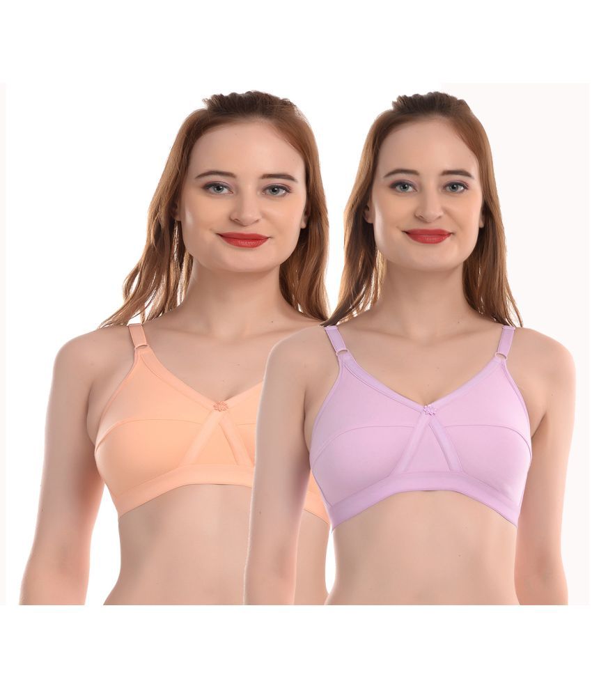     			Elina Pack of 2 Cotton Non Padded Women's T-Shirt Bra ( Multi Color )