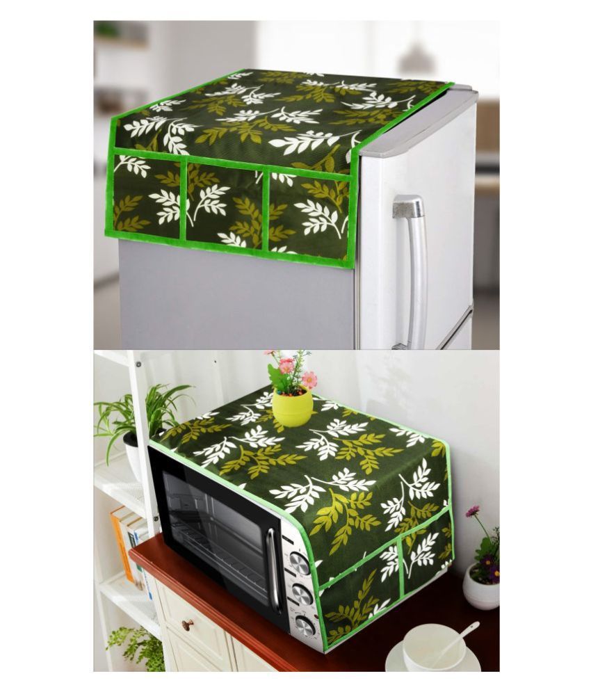     			E-Retailer Set of 2 Polyester Green Fridge Top Cover