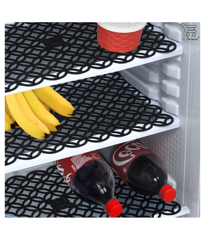     			E-Retailer Set of 3 PVC Black Fridge Mats