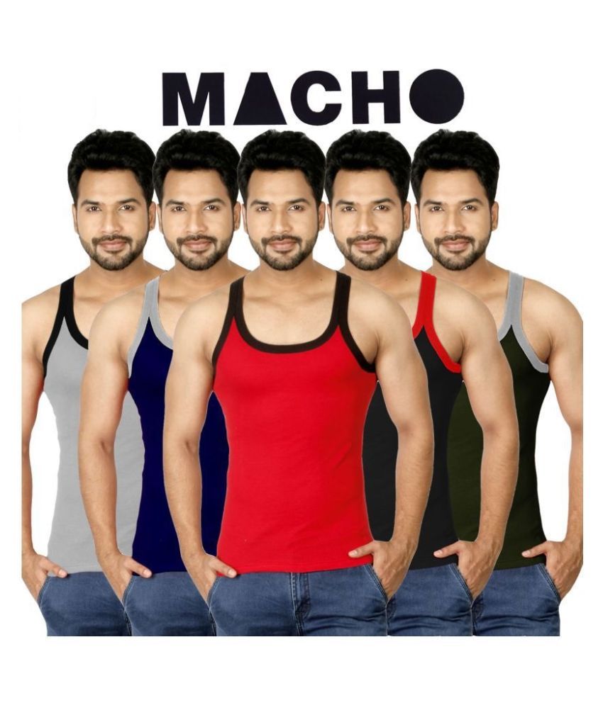     			amul macho Multi Sleeveless Vests Pack of 5