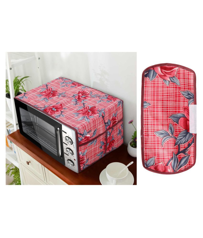     			E-Retailer Set of 2 Polyester Red Microwave Oven Cover -