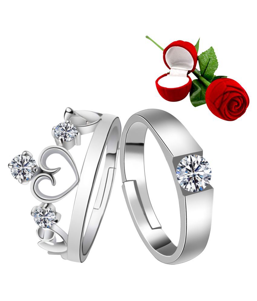     			N M CREATION - Silver Couple Ring (Pack of 1)
