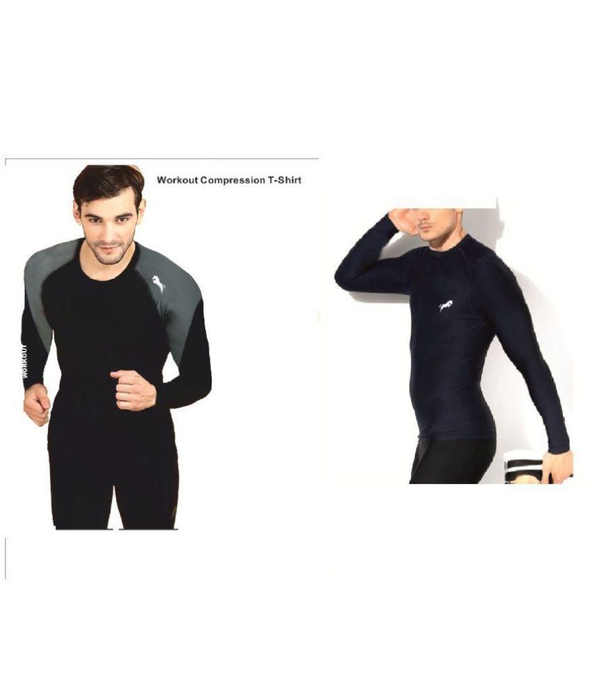     			Just Rider Unisex 100% Polyester Compression T-Shirt Top Full Sleeve Plain Athletic Fit Multi Sports Cycling, Cricket, Football, Badminton, Gym, Fitness & Other Outdoor Inner Wear
