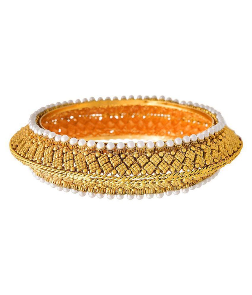     			JFL - Traditional Ethnic One Gram Gold Plated Pearl Designer Bangle Kada for Women & Girls.