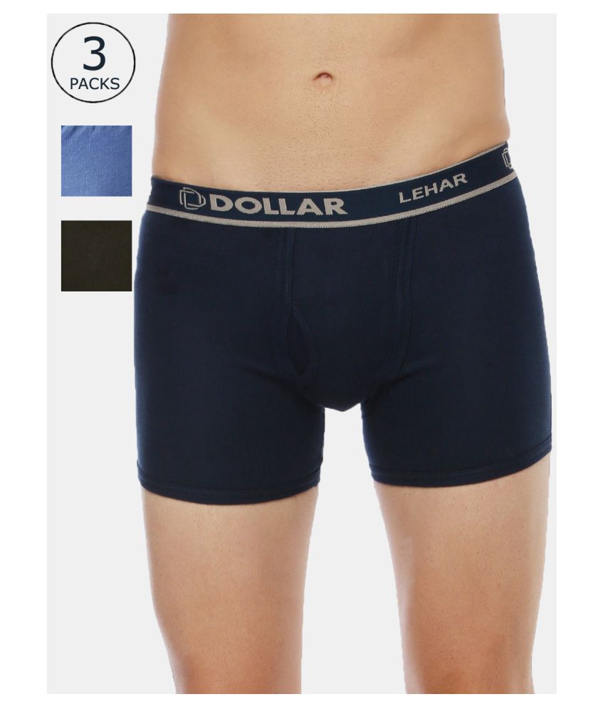     			Dollar - Navy Blue Cotton Blend Men's Trunks ( Pack of 3 )