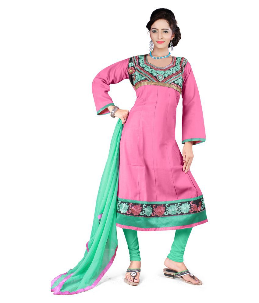 KRIZEL Pink Cotton Dress Material Buy KRIZEL Pink Cotton