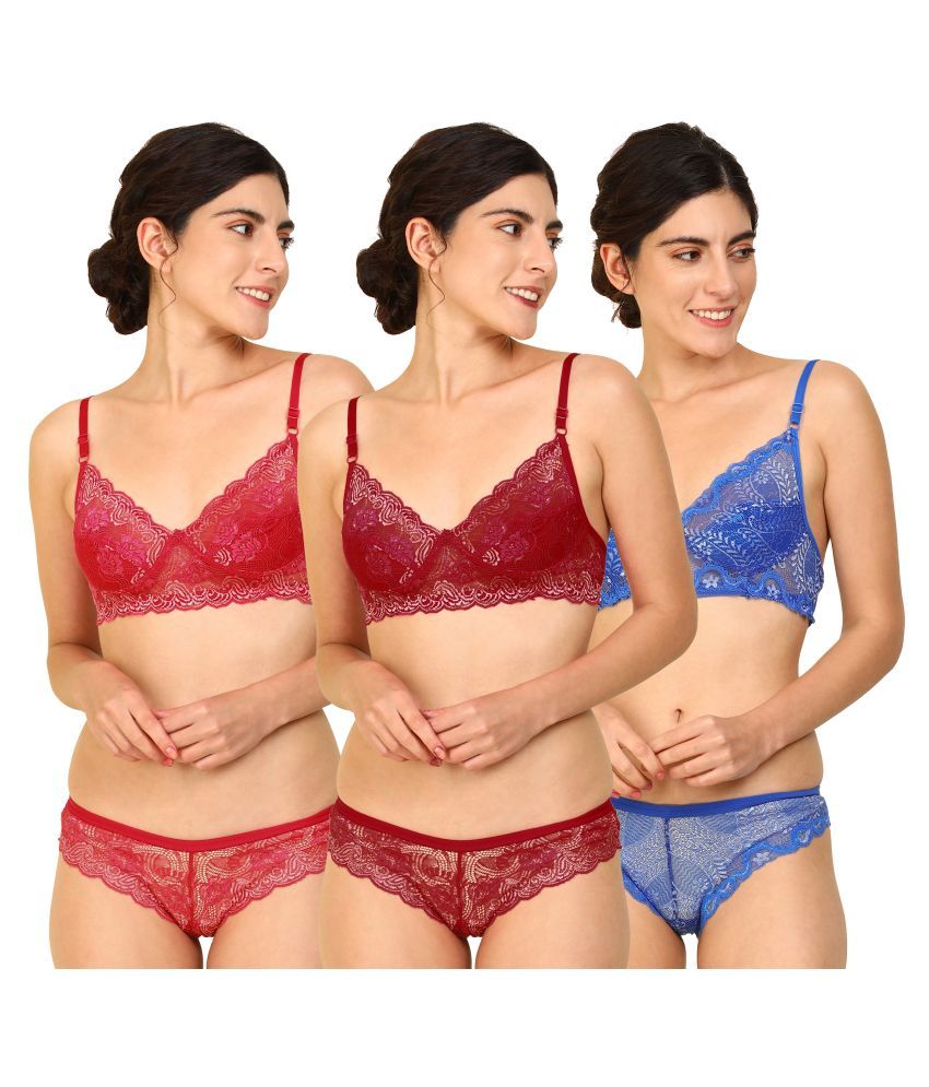 Buy Fashion Comfortz Netmesh Bra And Panty Set Online At Best Prices In India Snapdeal 5004