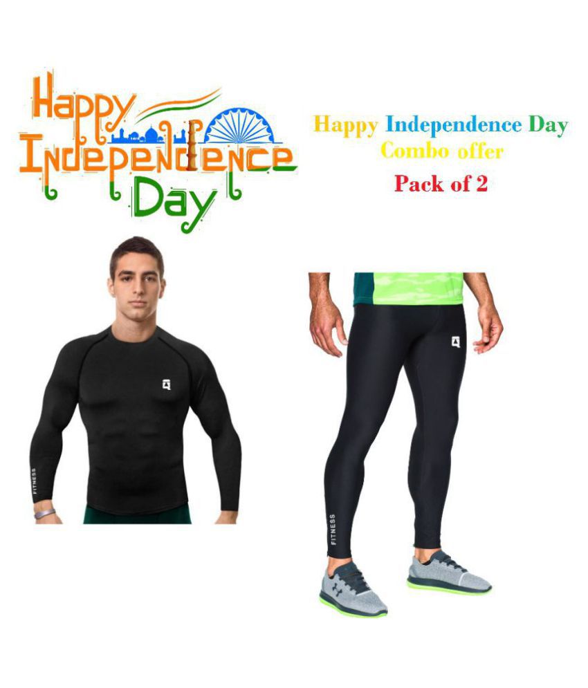     			Quada Independence Day Combo Offer Pack of 2 ! Fitness Men Tight, Compression T-Shirt,Gym,Cycling,Yoga, Jogging