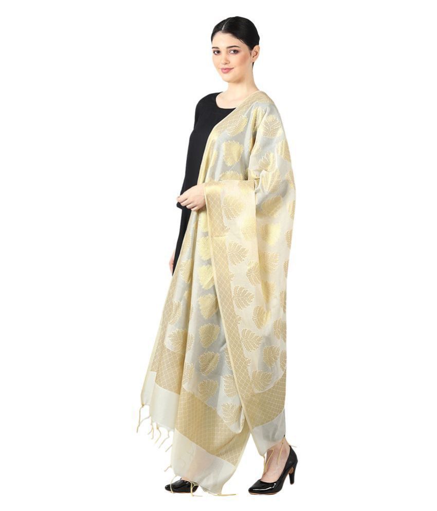 white gown with banarasi dupatta
