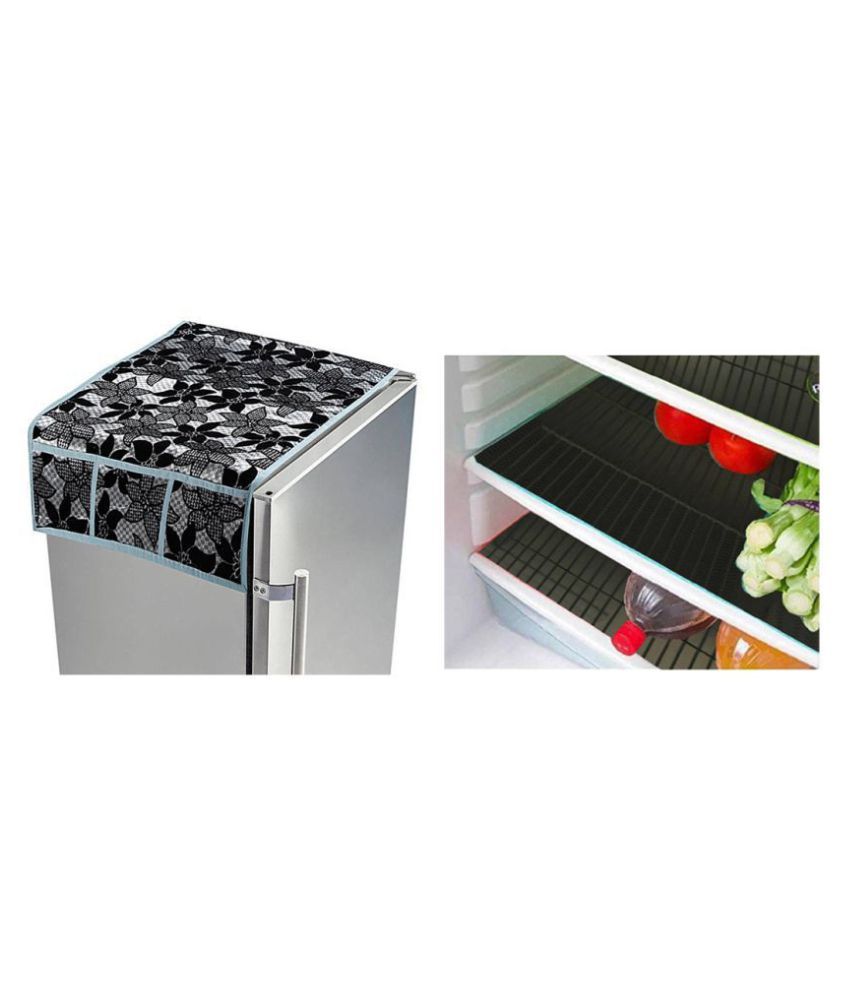     			E-Retailer Set of 2 Polyester Black Fridge Top Cover