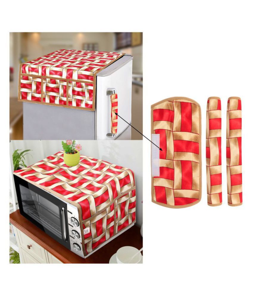     			E-Retailer Set of 5 Polyester Red Fridge Top Cover