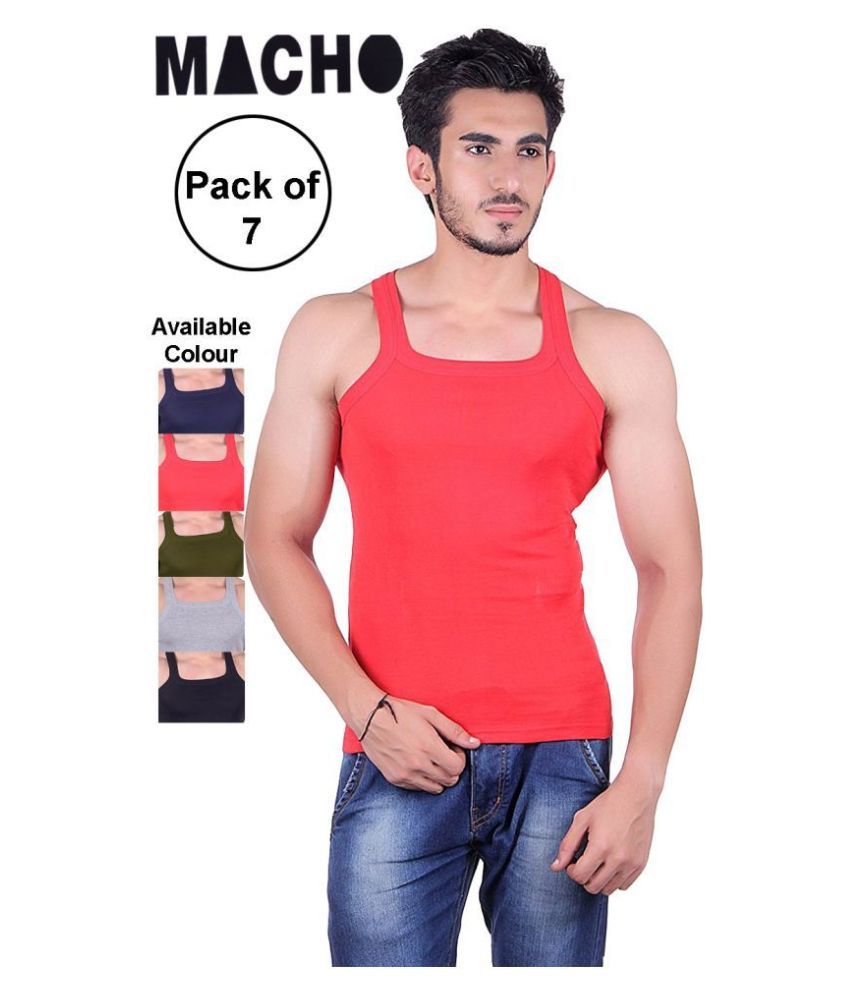     			Macho Sporto Multi Sleeveless Vests Pack of 7