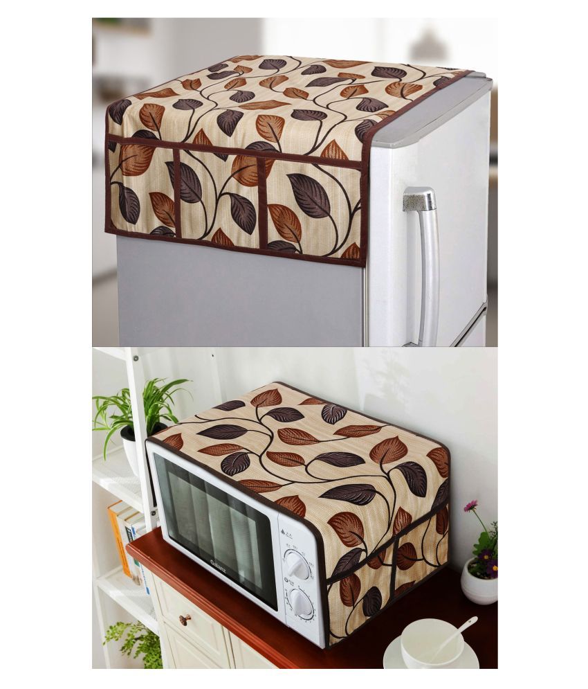     			E-Retailer Set of 2 Polyester Brown Fridge Top Cover