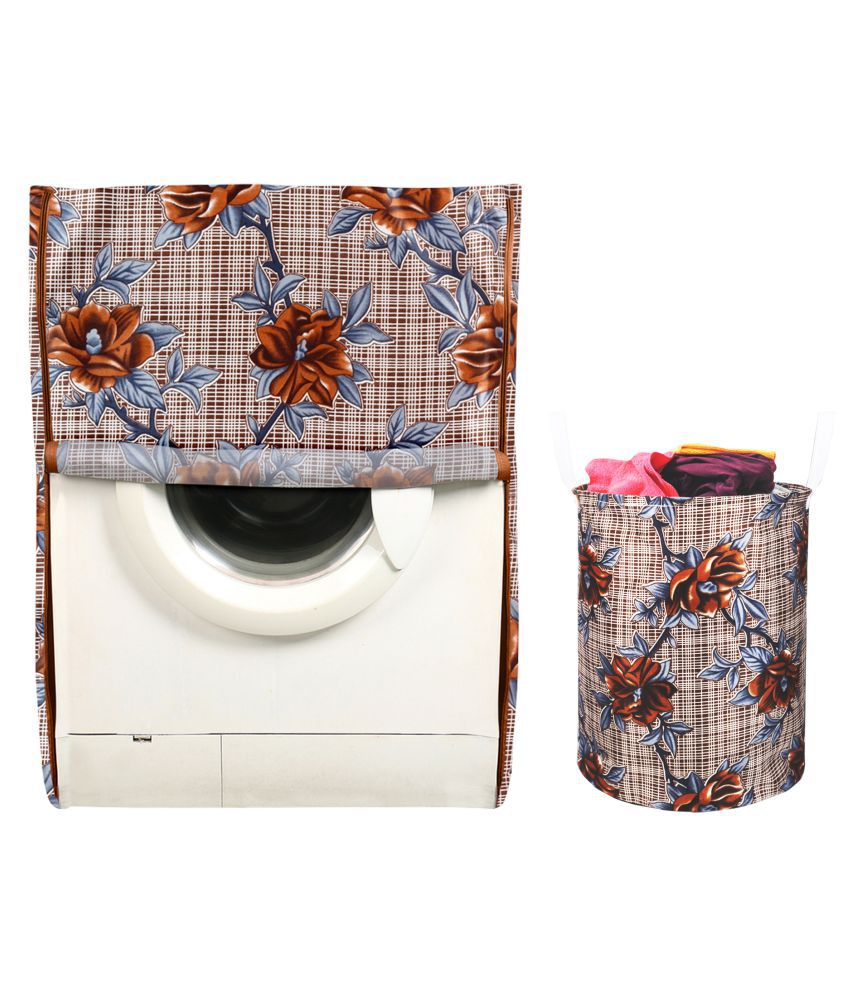     			E-Retailer Set of 2 Polyester Brown Washing Machine Cover for Universal 8 kg Front Load