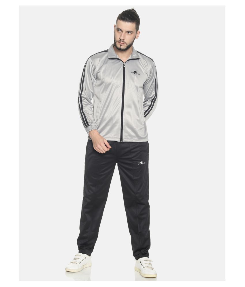     			HPS Sports Men's Zip Closure Polyester Silver Track Suit