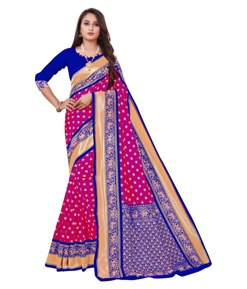pink blue saree combination