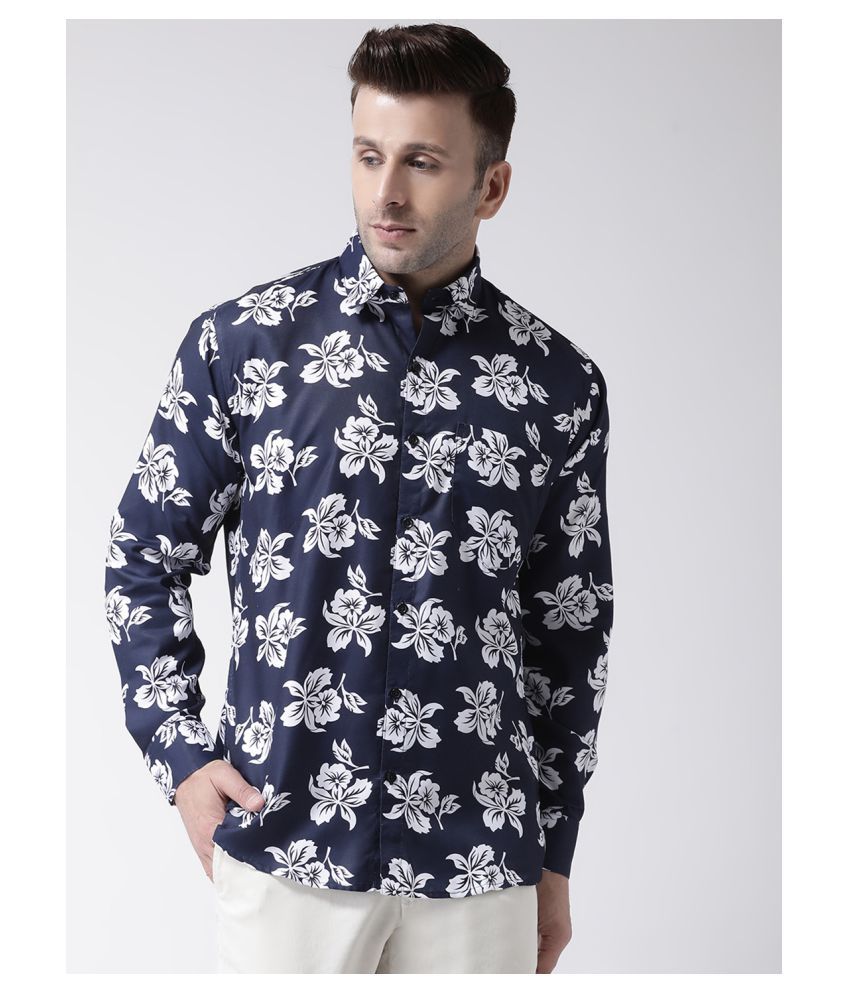     			Hangup Cotton Blend Navy Shirt