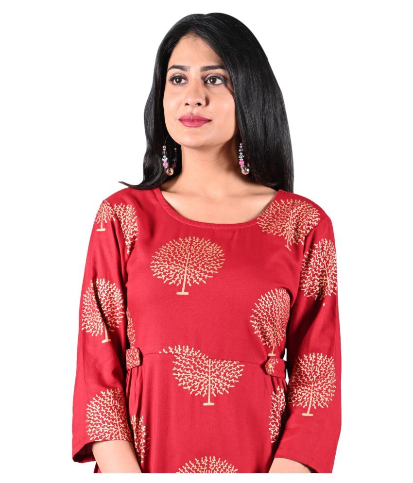 sajke Red Rayon Straight Kurti - Buy sajke Red Rayon Straight Kurti ...