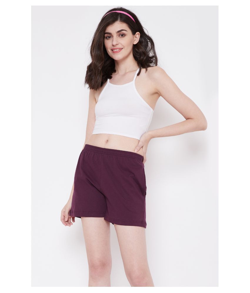     			Clovia Cotton Night Shorts - Purple