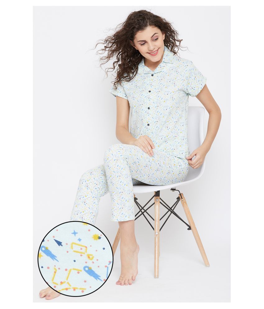     			Clovia Cotton Nightsuit Sets - Blue