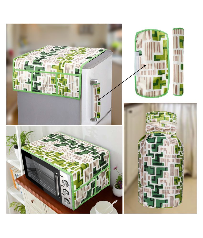     			E-Retailer Set of 5 Polyester Green Fridge Top Cover