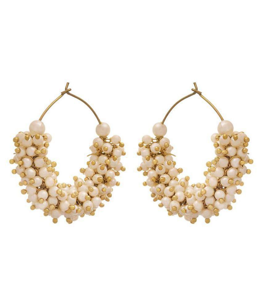     			JFL - Traditional Ethnic One Gram Gold Plated Pearls Designer Bali Earring for Women & Girls