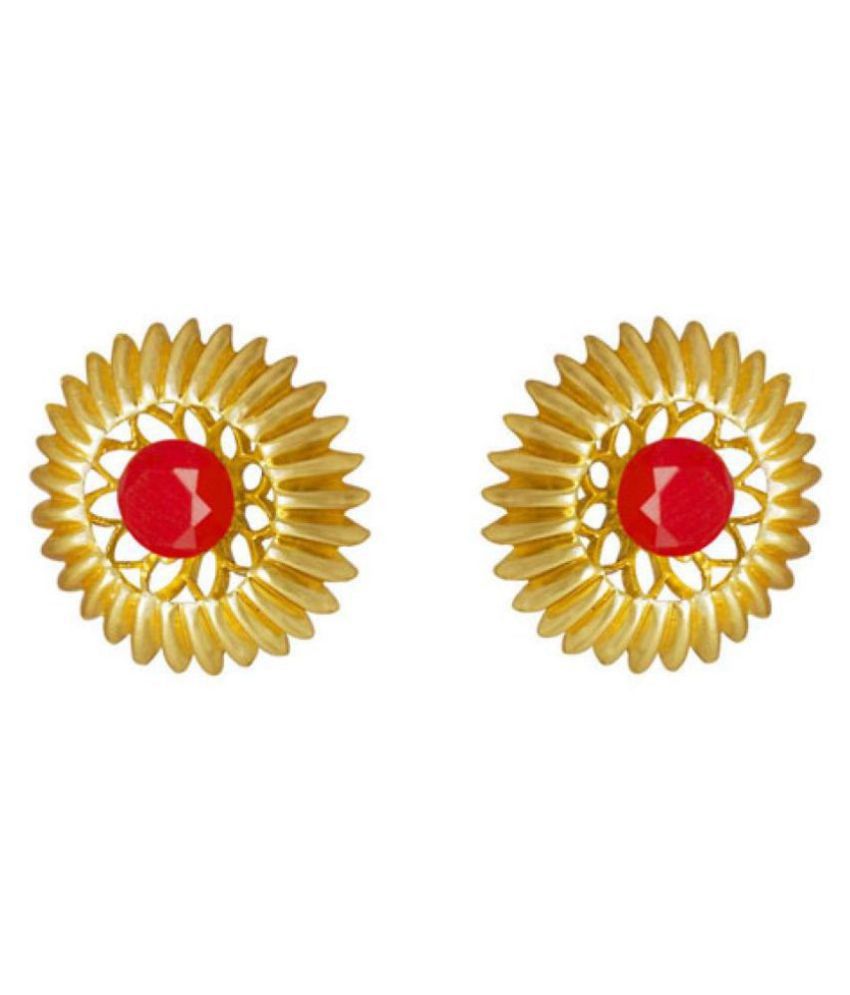     			Traditional Ethnic One Gram Gold Plated Stone Designer Stud Earring for Women & Girls