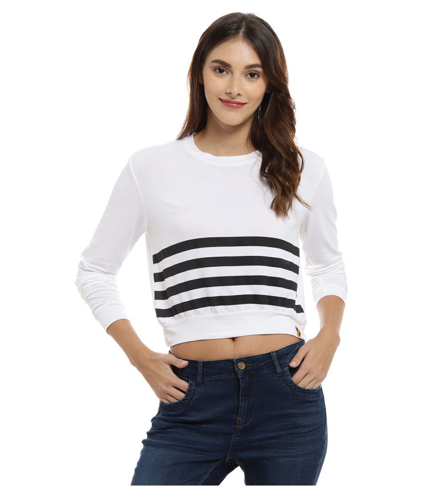 Campus Sutra - White Cotton Women's Crop Top ( Pack of 1 )